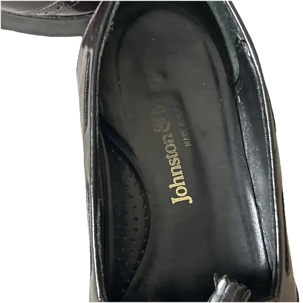 Johnston & Murphy Oxblood Tassel Loafers Mens 8.5 D Leather Wingtip Brogue Dress